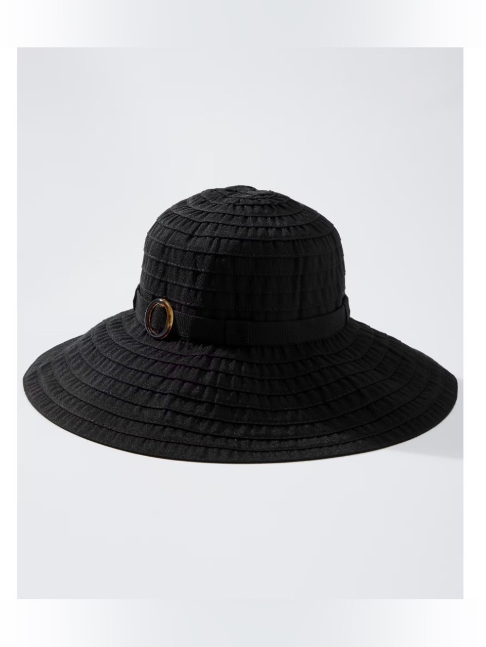 Tommy Bahama Black Wide-Brim Sunhat with Tortoiseshell Accent NWT OS
